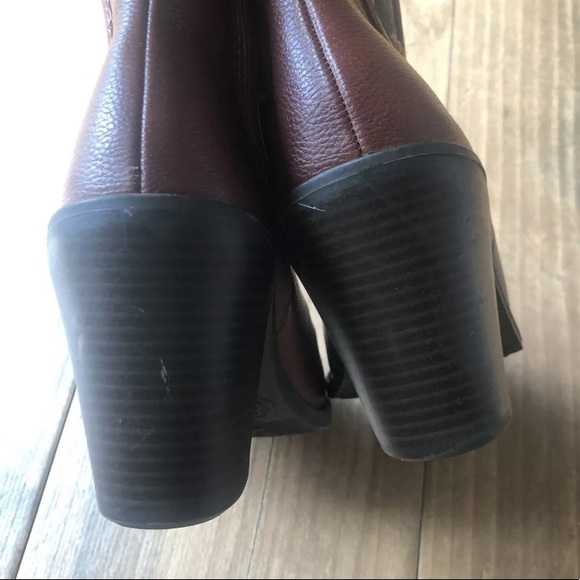 Merona Maroon Black High Booties Block Heel 8 - Picture 6 of 9